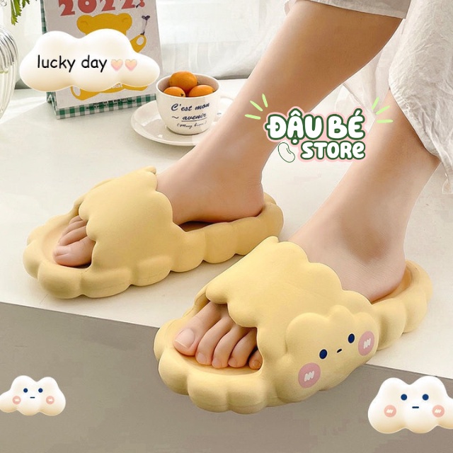 Dép Bánh Mì Nữ Đám Mây Hoạt Hình Ulzzang Cute - Dép Quai Ngang Nữ Unisex Ngộ Nghĩnh Đế Mềm Chống Trơn - Daube - D047