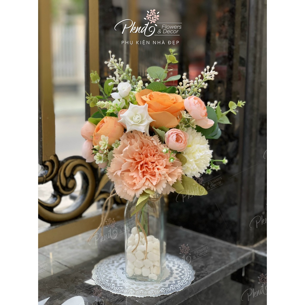 [Mã BMBAU50 giảm 7% đơn 99K] Lọ hoa giả thủy tinh trang trí đẹp PKND FLOWERS &amp; DECOR