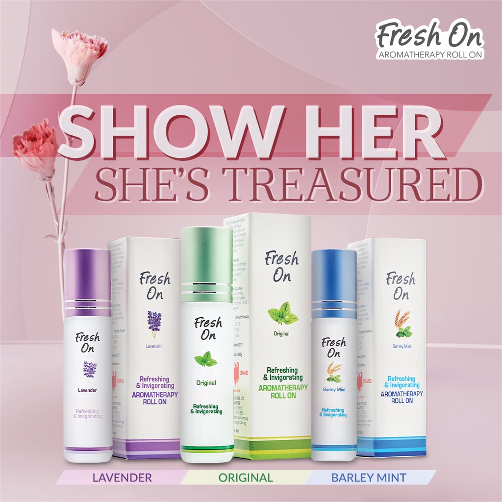 Set quà Lưu Niệm Dầu gió Con Ó Fresh On/ Three star bi lăn 8ml Singapore