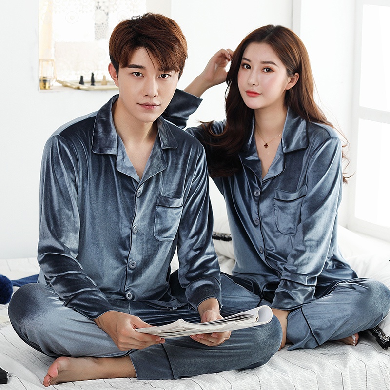 {Nightgown} Bộ Đồ Ngủ Tay Dài Bằng Nhung Màu Vàng Kim Gợi Cảm Phong Cách Hàn Quốc Mặc Ở Nhà Cho Nam Và Nữ sIhU & ** - --&& * | BigBuy360 - bigbuy360.vn