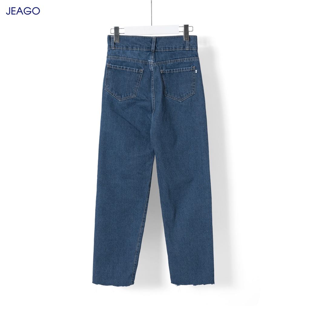 Quần Baggy nữ xanh Đậm hai nút trẻ trung năng động JEAGO