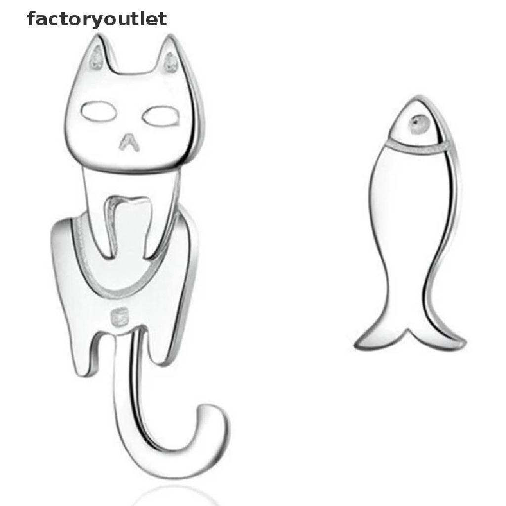 Bông Tai Xỏ Lỗ Hình Mèo / Cá Dễ Thương Không Gây Dị Ứng Thời Trang Cho Nữ