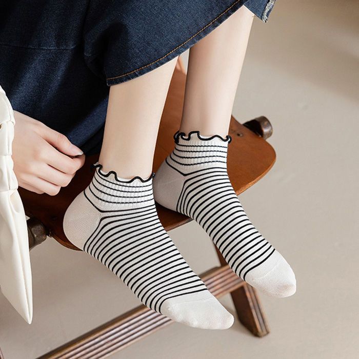 Vớ Cotton Mỏng Màu Trắng Phong Cách Nhật Bản Dễ Thương Cho Nữ