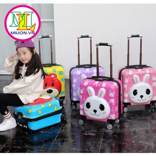 Vali du lịch cho bé. Vali nhựa kéo Size 18 inch dùng cho bé trai và gái. In hình ngộ nghĩnh, nhựa PC an toàn cho bé