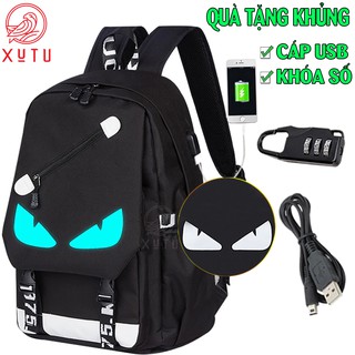 Balo nam nữ đi học thời trang phát sáng Xutustore hình Mắt - TẶNG cáp USB + Khóa số - Cặp đi học HOT nhất 2021