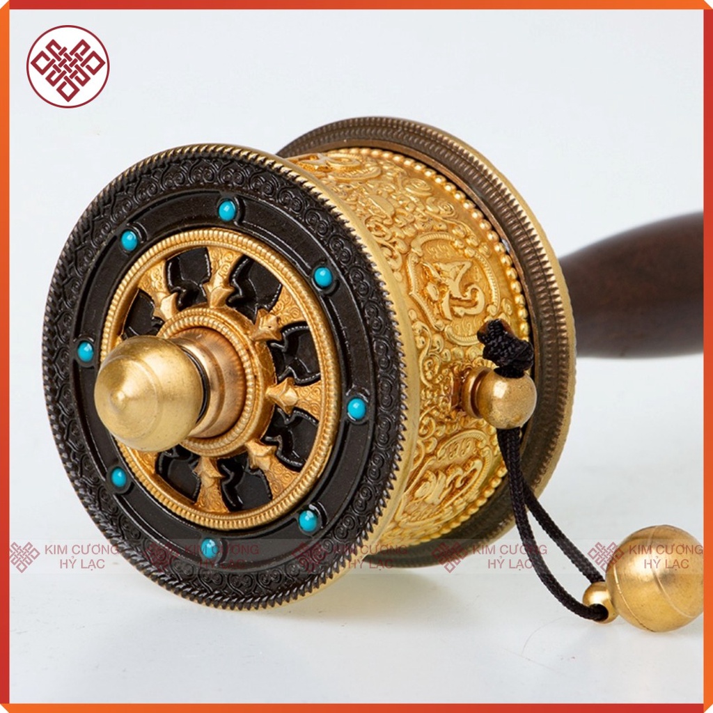 Kinh Luân Cầm Tay Mật Tông [Kim Cương Hỷ Lạc] Viền Đen Đính Đá