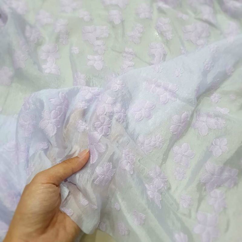 Vải tơ sống hoa tím