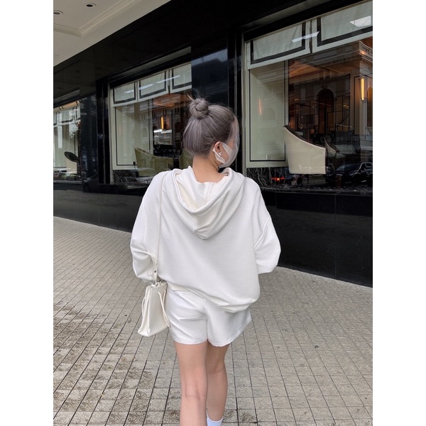 ( TẶNG BAO LÌ XÌ ) Áo Hoodie Nỉ Form Rộng Màu Trắng Thêu Chữ Amelie | BigBuy360 - bigbuy360.vn