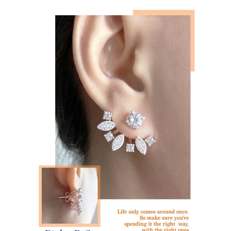 Bông tai bạc nữ đeo được hai kiểu hàng Ý cao cấp-Minh Tâm Jewelry