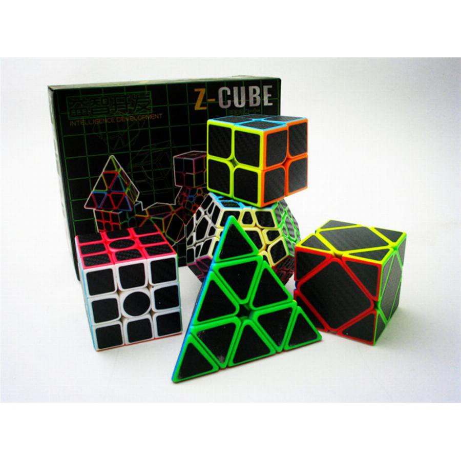 Combo 5 Rubik Cao Cấp Zcube carbon -  Rubik Phát Triển IQ - Quay Trơn Mượt, Bẻ Góc Cực Tốt