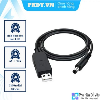 Cáp chuyển đổi nguồn USB DC 5V sang DC 12V (5.5x2.1mm) [ĐÈN BÁO LED]