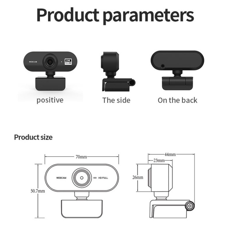 Webcam tự động lấy nét toàn diện 2K HD USB tích hợp micro cho máy tính | BigBuy360 - bigbuy360.vn