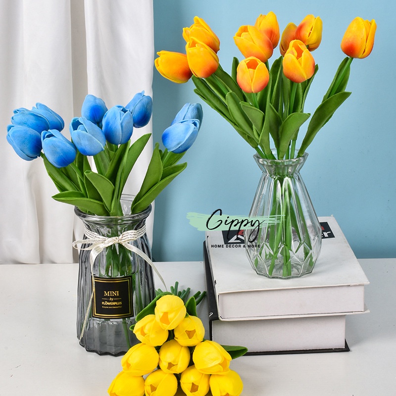 Hoa tulip, hoa nhân tạo trang trí chụp ảnh (nhiều màu) - phụ kiện trang trí - Gippy Decor