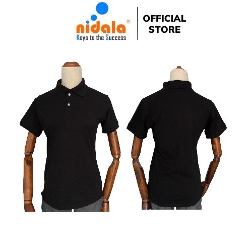 Áo thun Polo Nam Nữ có cổ NIDALA  chất liệu cá sấu 65%cotton 35% poly thanh lịch chuẩn đẹp, màu đen