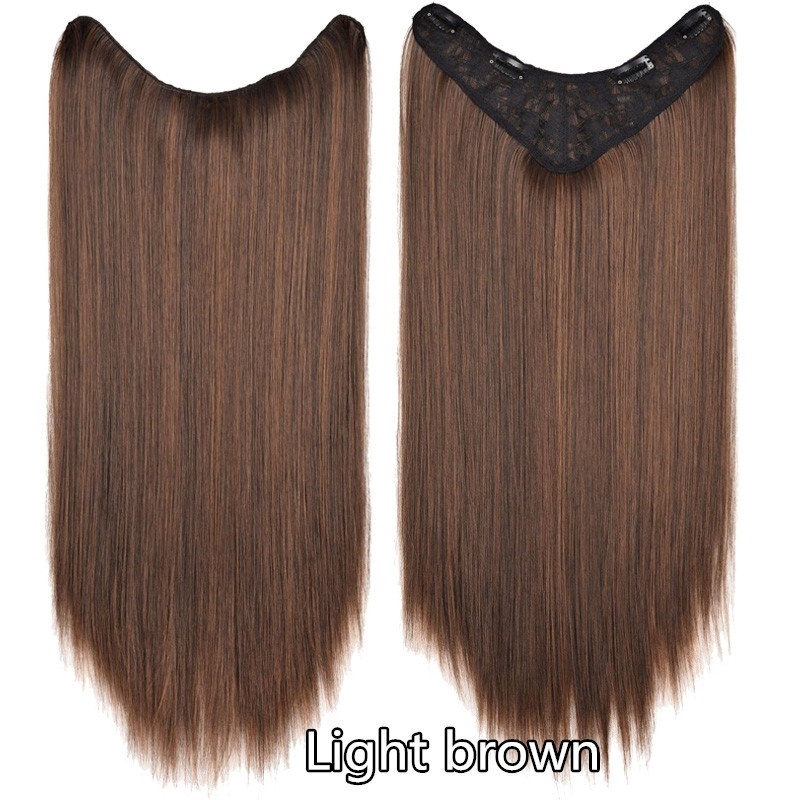 Tóc giả nối dài WIGSIN kiểu thẳng hình chữ U sợi tổng hợp có kẹp tiện lợi 24 inch