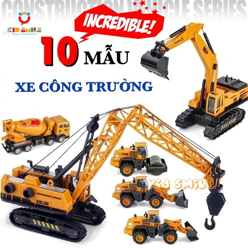 △♂Đồ chơi trẻ em các loại xe công trường chất liệu nhựa ABS kết hợp hợp kim siêu hot 2021 giúp trẻ phát triển trí thông