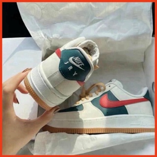 Giày sneaker nam cao cấp full bill box, giày thể thao jordan af1 cổ thấp giá rẻ da lộn xanh đỏ