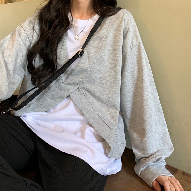 Áo Thun Tay Dài Giả Hai Lớp Phong Cách Preppy
