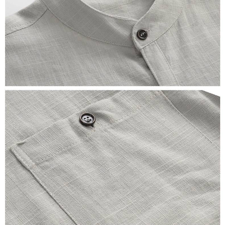 Áo sơ mi đũi cổ trụ nam tay ngắn trung niên SIÊU MÁT loại áo sơ mi nam trung niên form rộng cổ lãnh tụ ASMDOG65 | BigBuy360 - bigbuy360.vn