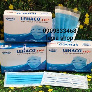 Khẩu trang y tế Lehaco 4 lớp màu Xanh giấy kháng khuẩn