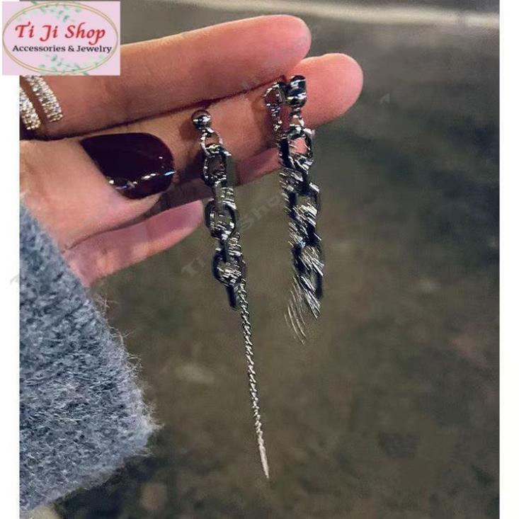 Khuyên tai dạng chuỗi không đối xứng phong cách hiphop