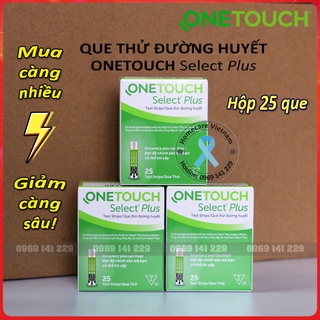 {📢 Mua nhiều ưu đãi nhiều} Que thử đường huyết ONETOUCH Select Plus 💚 Hộp 25 que