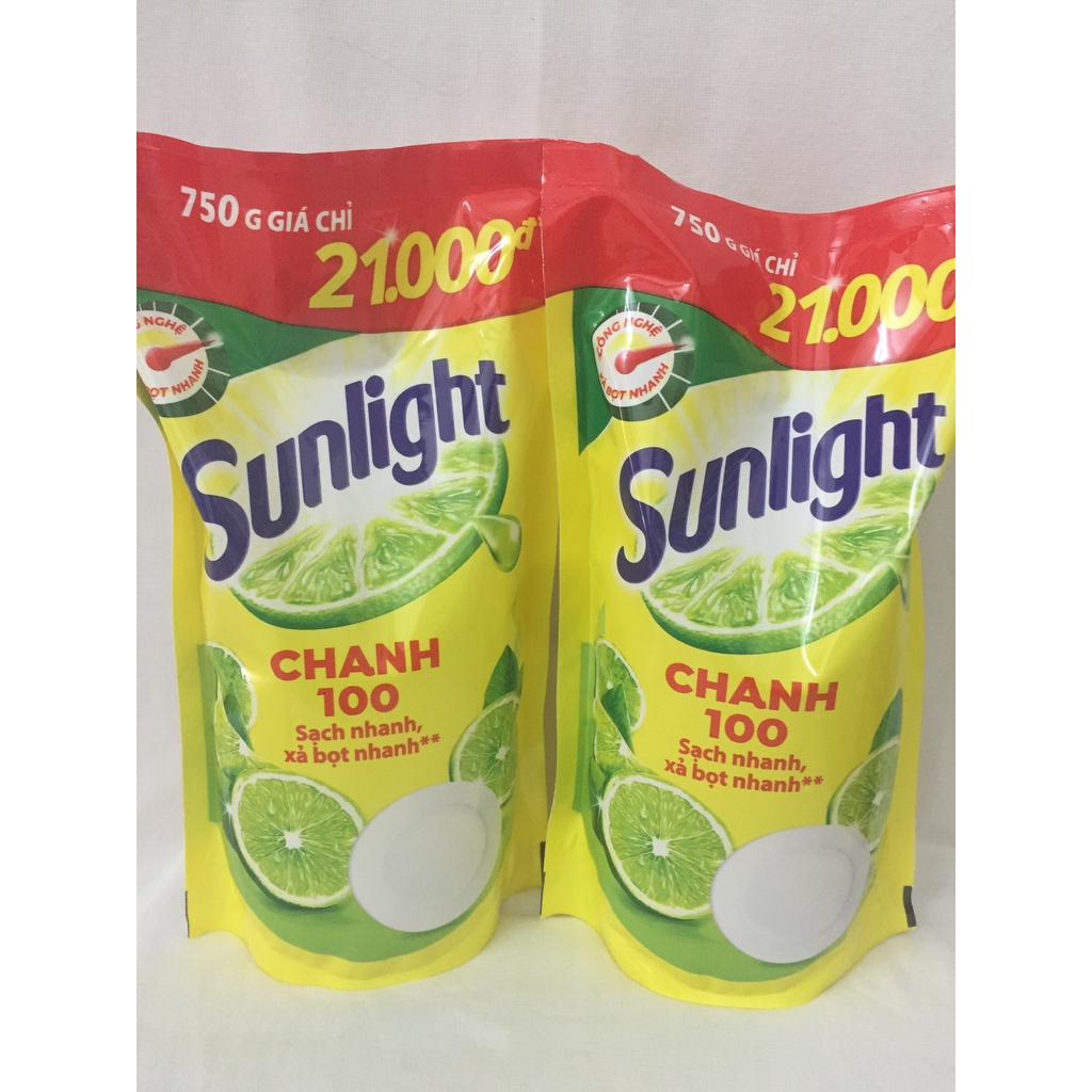 Nước rửa chén Sunlight chanh 100 túi 750g