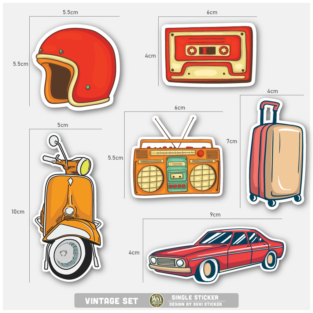 STICKER LẺ - Sticker Vintage dán mũ bảo hiểm, laptop, điện thoại, vali. MSP: SS07