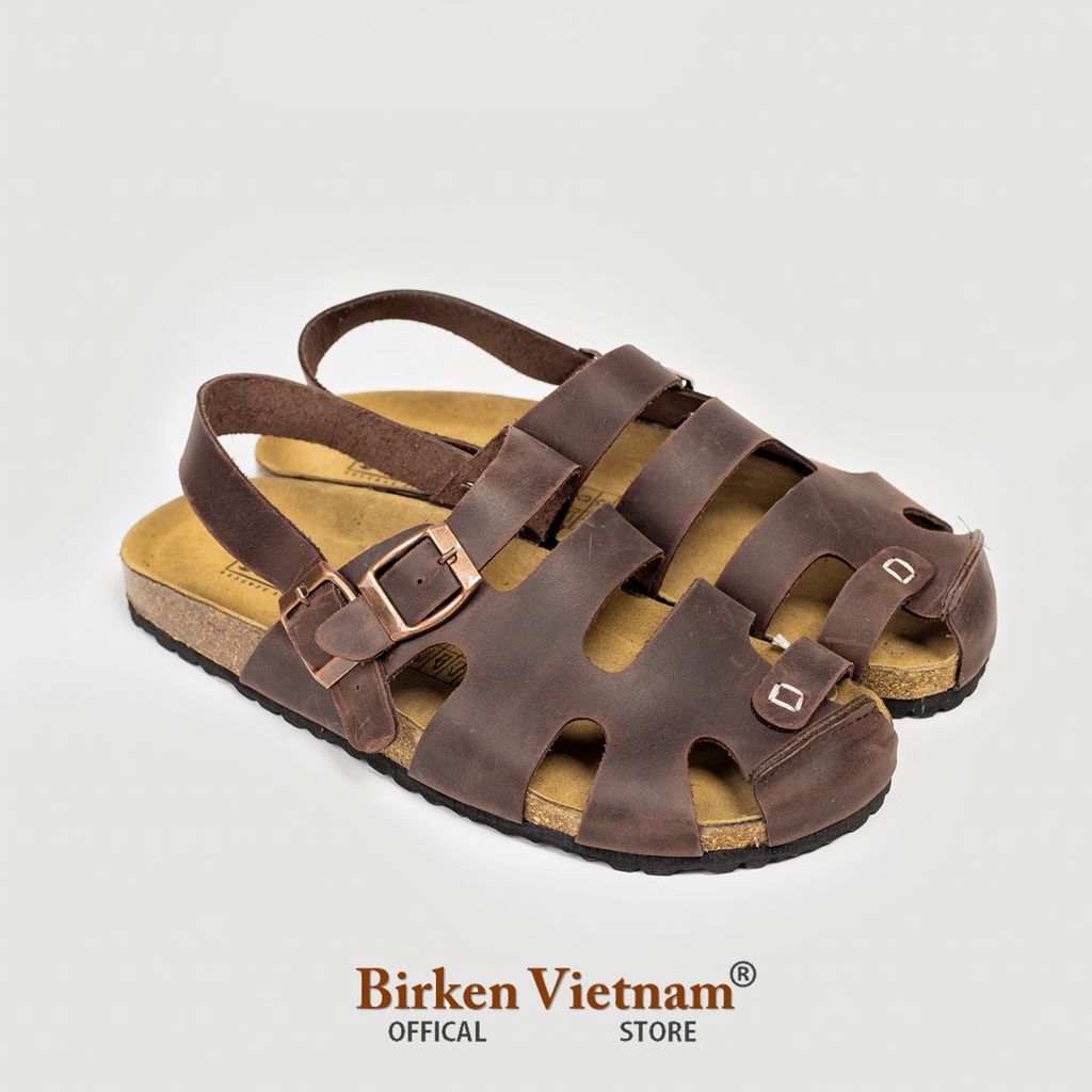 MÃ Rọ DA BÒ THẬT Có Quai Hậu Đế Trấu Unisex Birken VietNam Bioline