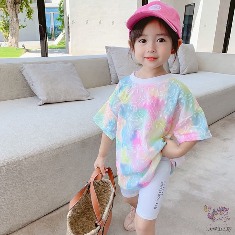 Đầm Bé Gái In Hoạ Tiết Graffiti Phong Cách Thời Trang Mùa Hè Hàn Quốc