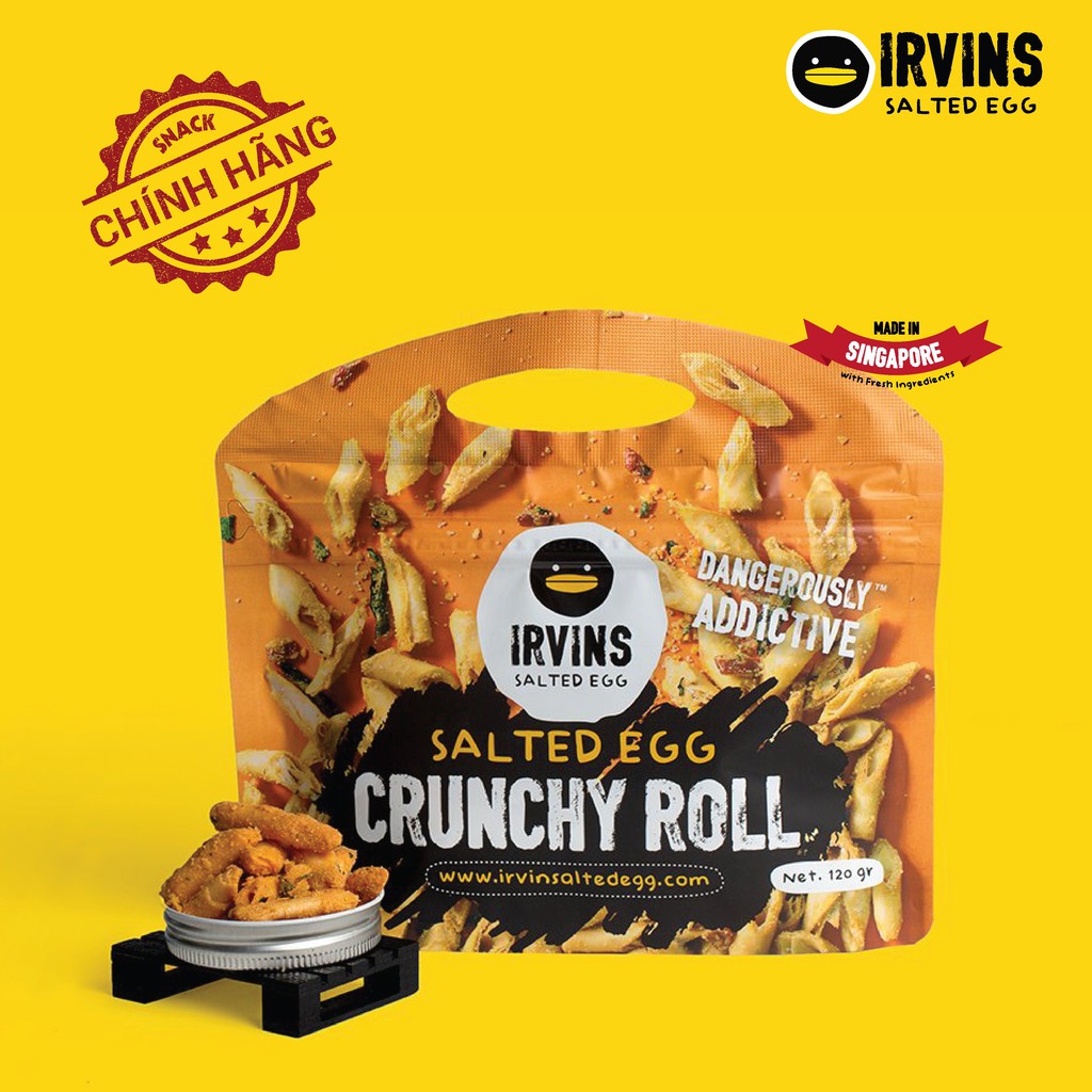 Bánh snack cuộn giòn trứng muối IRVINS - Crunchy Roll 120gram