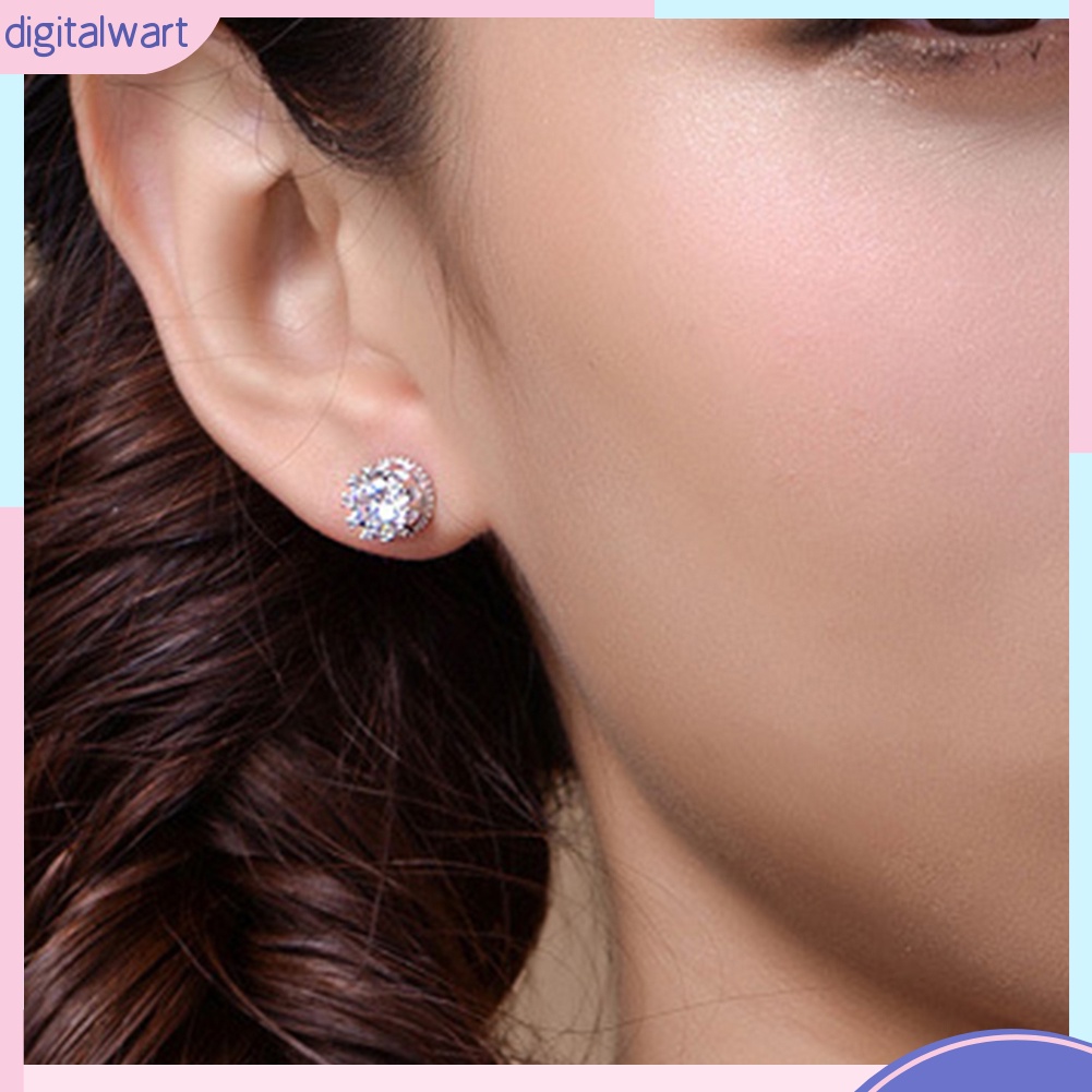 Đôi khuyên tai mạ bạc đính đá phong cách sang trọng cho nữ