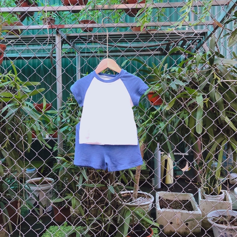 Bộ cộc tay cotton xuất phong cách hàn quốc cho bé trai bé gái