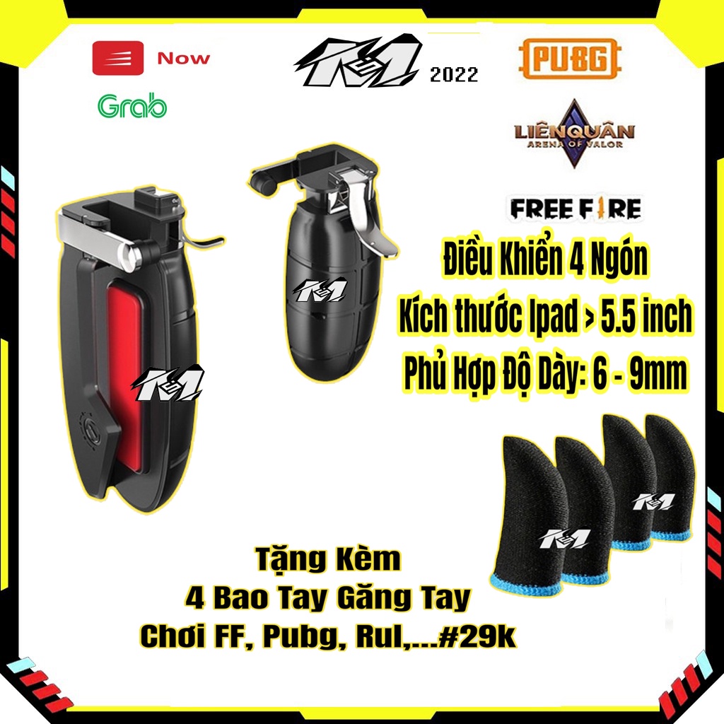 🆔Tay cầm ipad 4 ngón chơi game dành cho iPad,  Tablet ghìm tâm dễ dàng chơi game PUBG / FreeFire / ROS, nút bấm gaming.