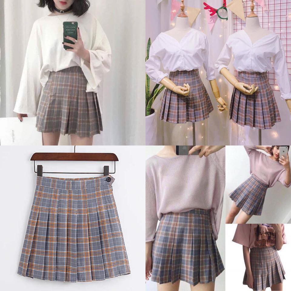 Váy Chân Váy Tennis Skirt Caro Korea kẻ | BigBuy360 - bigbuy360.vn