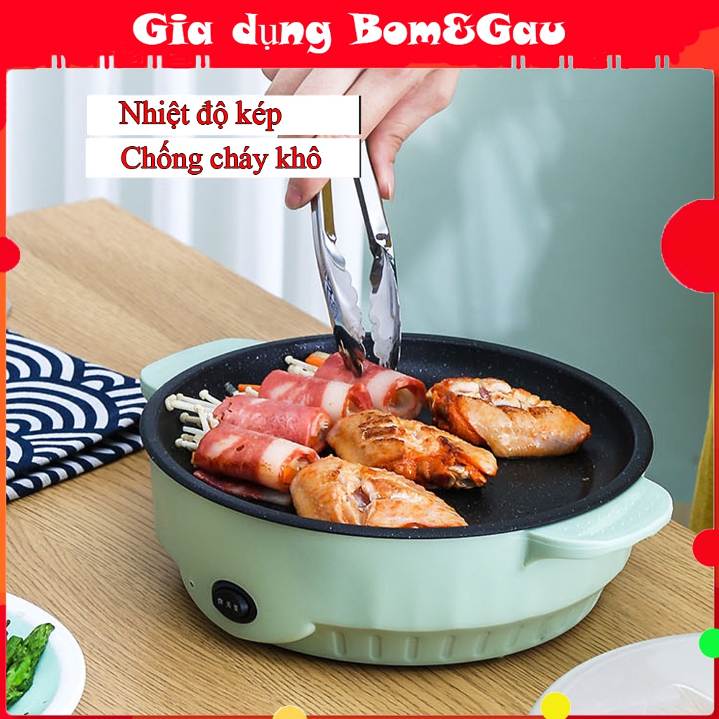 Bếp Nướng Điện Mini Gia Đình Đa Năng, Chống Dính Cao Cấp, Điều Chỉnh Nhiệt Độ, Không Khói, Nướng Thịt, Chiên Trứng