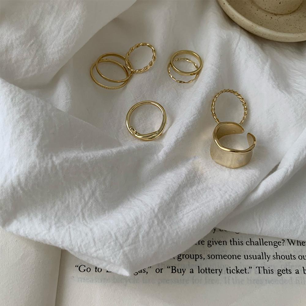 Set 8 Nhẫn Kim Loại Thiết Kế Đơn Giản Phong Cách Hàn Quốc