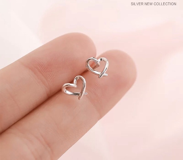 (PHỤ KIỆN BẠC) Khuyên tai bạc trái tim nhỏ - T02
