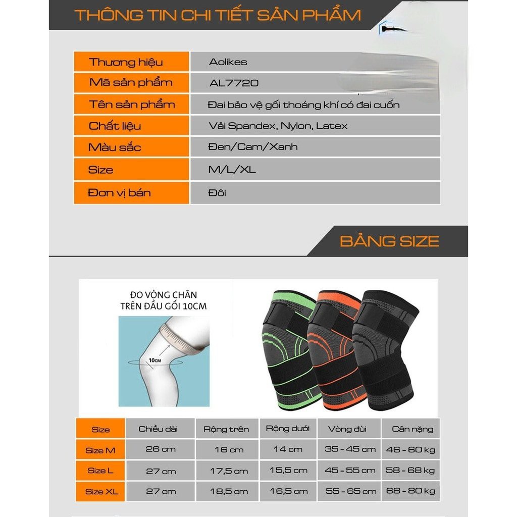 Bó gối , Đai quấn bảo vệ khớp gối tập gym ,đá bóng ,cầu lông