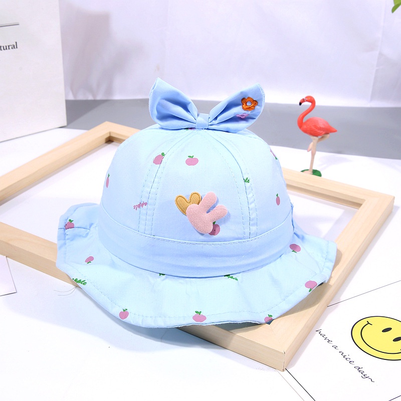 Nón Tai Bèo Che Nắng Đính Nơ Thời Trang Xuân Hè Cho Bé Gái 0-6 Tháng Tuổi