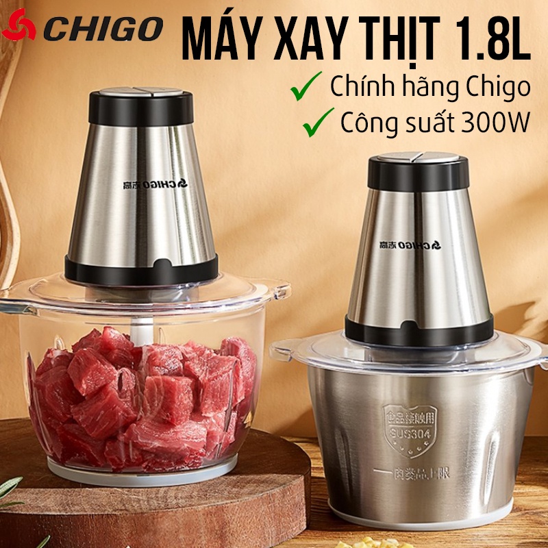 Máy Xay Thịt 2 Lưỡi Kép Hàng Nội Địa Trung Cao Cấp Cối Thủy Tinh Inox Xay Tỏi Ớt Xay Đá Công Suất 300W