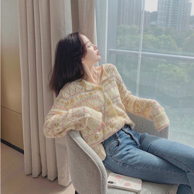 Áo Cardigan dệt kim mỏng mềm mại họa tiết kẻ sọc thời trang mùa thu