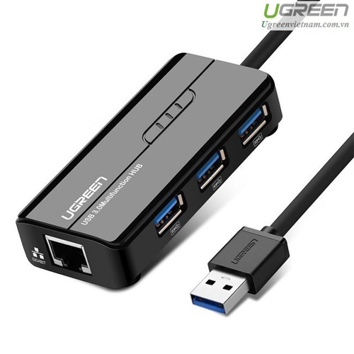 [Mã SKAMPUSHA7 giảm 8% đơn 250k]Cáp Chuyển Đổi Ugreen USB 3.0 Sang RJ45 3 x USB 3.0 20265 (15cm) - Hàng chính hãng