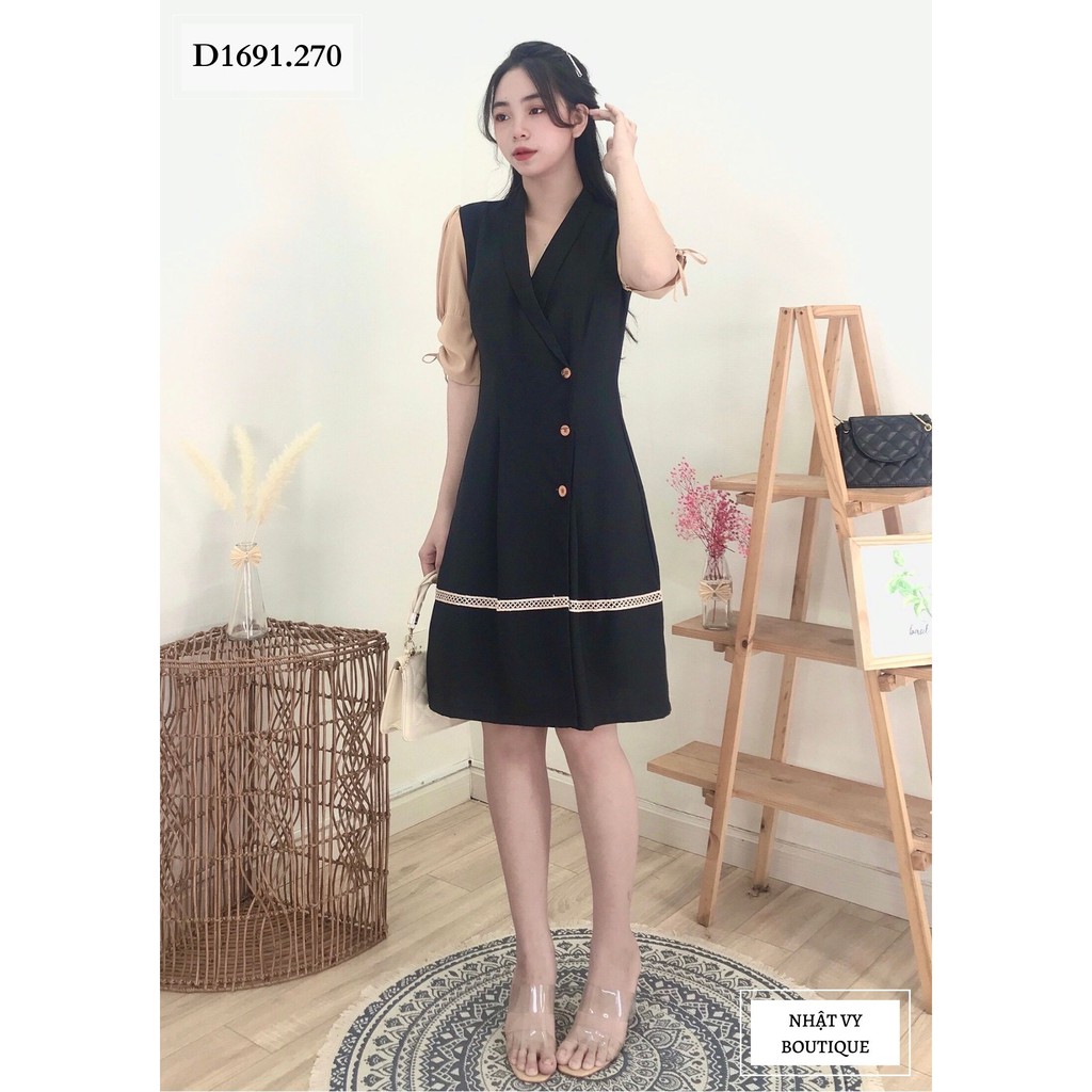 ĐẦM VEST PHỐI TAY RÚT - D1691