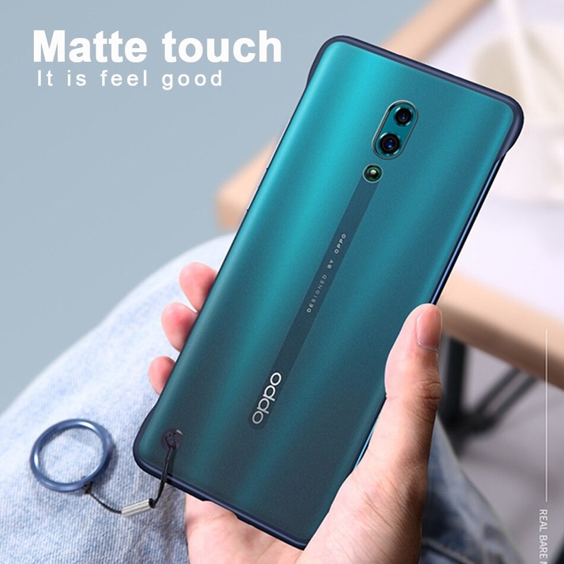 OPPO Reno 4 Pro Case Borderless Design Plastic Phone Case OPPO Reno 4 5 Pro 3 2 2F 10X A9 A5 2020 A92 A52 A31 A91 Shockproof Back Cover With Metal Ring