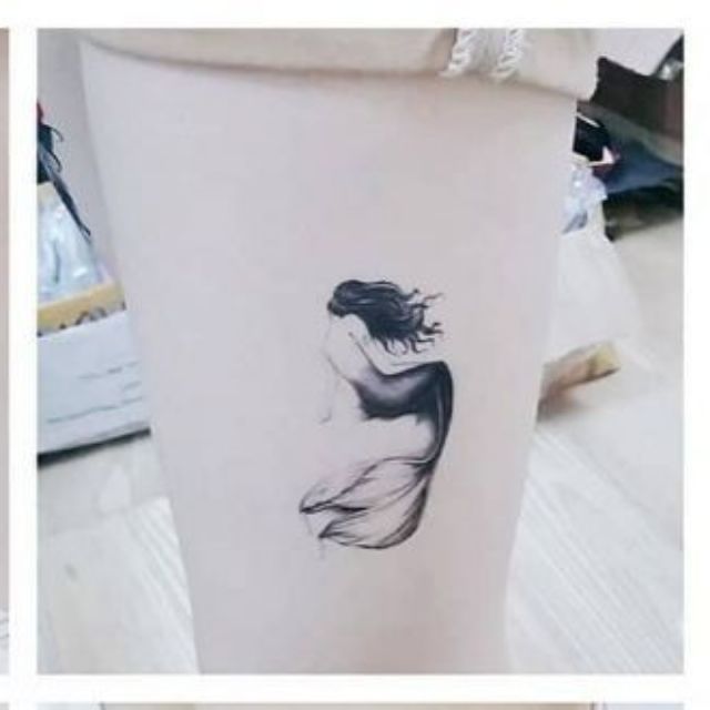 Hình xăm dán nàng tiên cá. Xăm dán tatoo mini tạm thời, size &lt;10x6cm