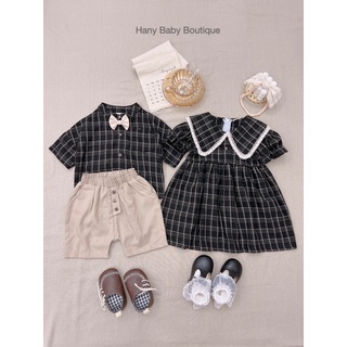 [HANY BABY] Set áo kẻ + quần linen