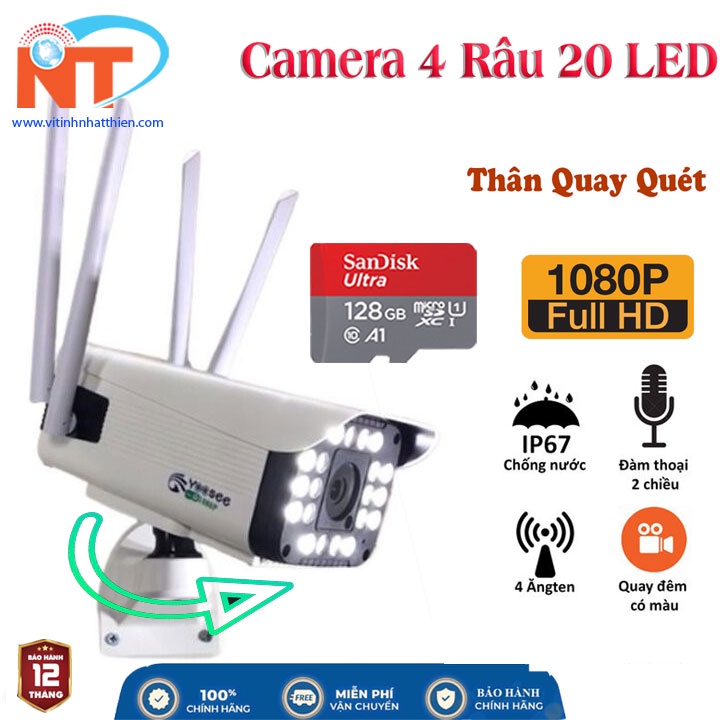 CAMERA WIFI YOOSEE NGOÀI TRỜI 4 RÂU FULL HD 1080P ĐÀM THOẠI 2 CHIỀU, BAN ĐÊM CÓ MÀU, bảo hành 12 tháng