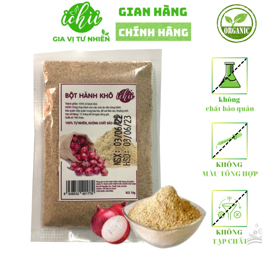 Bột hành tím khô ICHII , Bột hành ta khô nguyên chất gia vị nấu ăn gói 10g