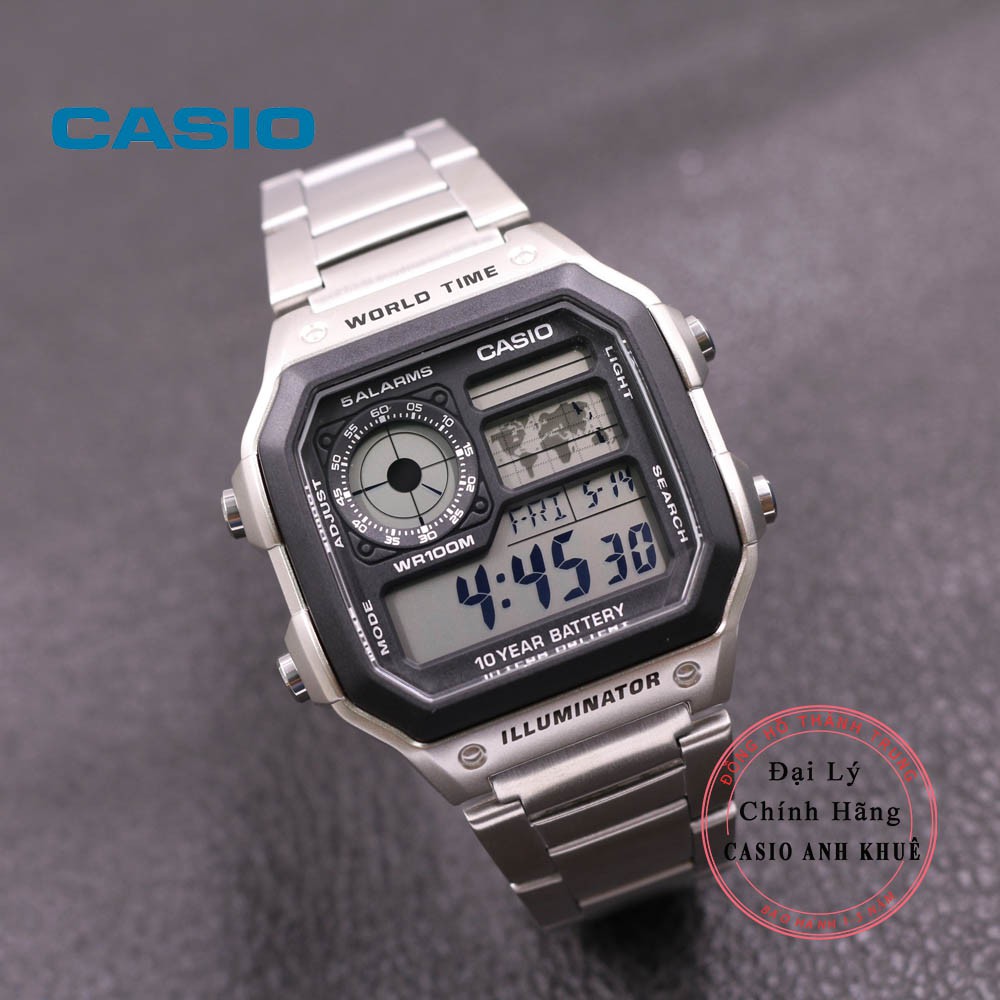 Đồng hồ Nam Casio WorldTime AE-1200WHD-1AVDF dây kim loại